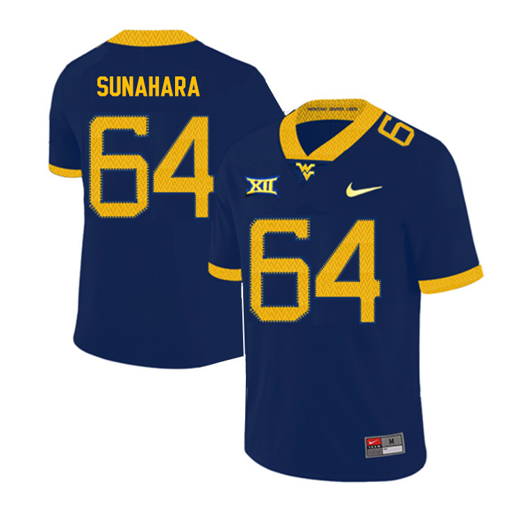 2019 Men #64 Rex Sunahara West Virginia Mountaineers College Football Jerseys Sale-Navy